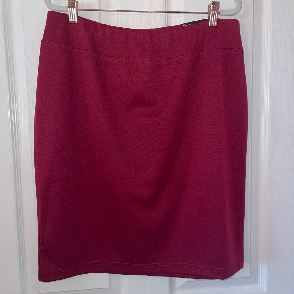NWT Style & Co comfort waist stretch fitted burgundy red mini skirt size large